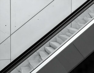 Obraz premium Modern escalator detail in grayscale. Abstract architectural lines and shapes. Geometric design.