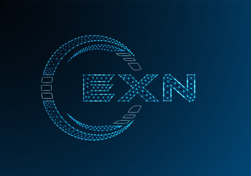 EXN low poly letter logo vector design. EXN lower poly logo design. Low poly logo.
