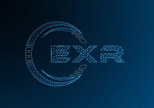EXR low poly letter logo vector design. EXR lower poly logo design. Low poly logo.