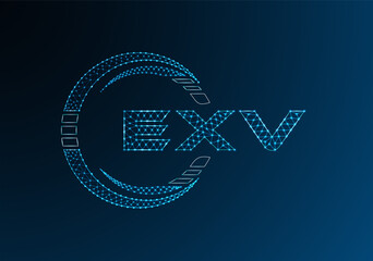EXV low poly letter logo vector design. EXV lower poly logo design. Low poly logo.