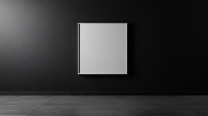 Blank white frame on dark wall.