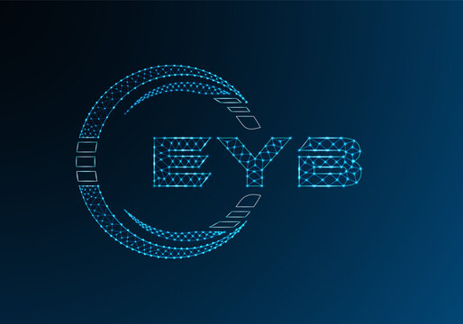 EYB low poly letter logo vector design. EYB lower poly logo design. Low poly logo.