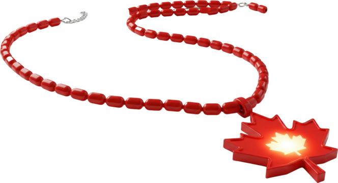 Illuminated Red Maple Leaf Necklace Canadian Patriotic Jewelry Accessory
