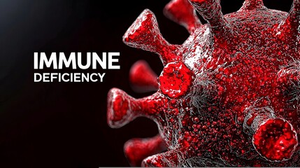 Red virus representation illustrating immune deficiency concept.