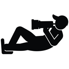 Photographer Lying Down Taking a Shot Low Angle Photography