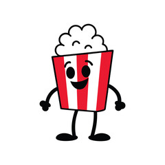 Happy Popcorn Cartoon Character