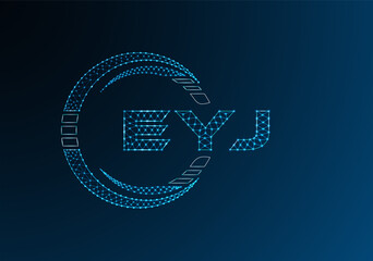 EYJ low poly letter logo vector design. EYJ lower poly logo design. Low poly logo.