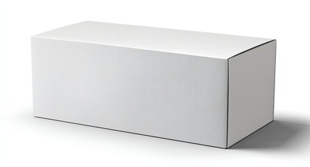 Fototapeta premium Blank rectangular white cardboard box, isolated on white background. Features a simple, clean design with no markings or branding