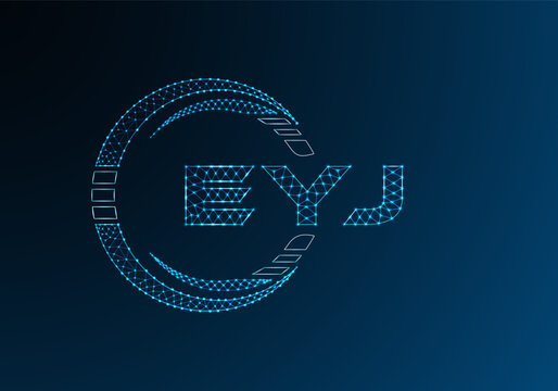EYJ low poly letter logo vector design. EYJ lower poly logo design. Low poly logo.