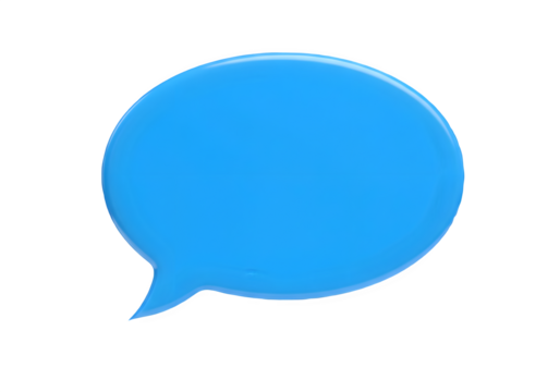 Bright blue speech bubble, perfect for communication concepts.