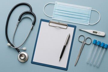 High-resolution image of a medical stethoscope on a clean white surface, symbolizing healthcare and diagnostics.