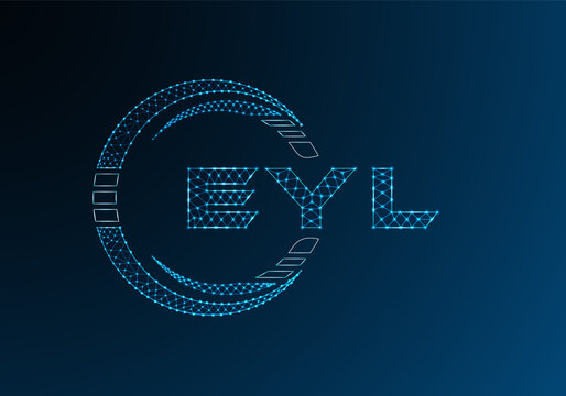 EYL low poly letter logo vector design. EYL lower poly logo design. Low poly logo.