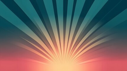 Obraz premium Abstract Sunburst Background Teal Peach Radiating Lines Design