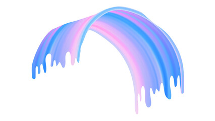 Naklejka premium Abstract brush ribbon. 3D paint color stroke. Liquid swirl wave in bright gradient. Dynamic background with fluid acrylic texture. Blue and pink wavy design. Rough oil paintbrush motion element