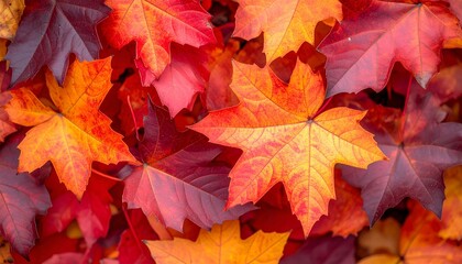 Fototapeta premium Vibrant autumn leaves background. Perfect for fall themes, seasonal designs, and nature-inspired projects.