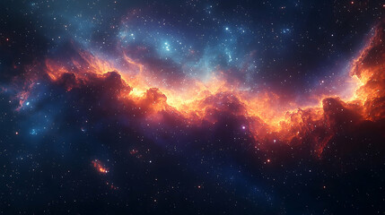 Fototapeta premium A vibrant cosmic nebula in deep space with glowing clouds.