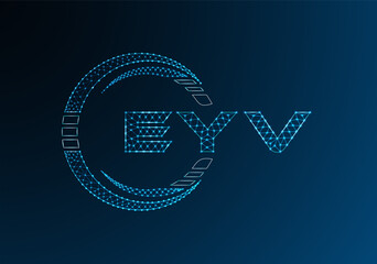 EYV low poly letter logo vector design. EYV lower poly logo design. Low poly logo.