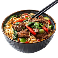 Delicious Beef Noodle Soup Recipe isolated on transparent background