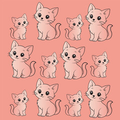 anime seamless of cute anime cat made in cirebon, west java indonesia.