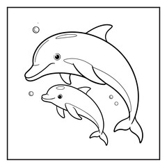 Two Dolphins Coloring Page for kids