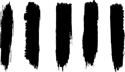 Black Grunge Brush Stroke Set – Vertical Ink Texture Pack
