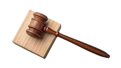 Wooden Gavel and Block Isolated on White Background for Legal Use