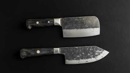 A Pair of Exquisite Hand-Forged Japanese Knives