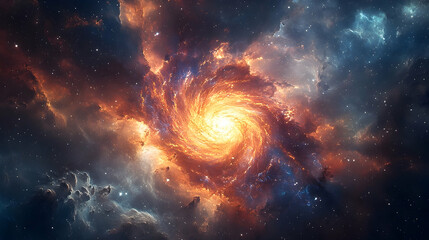 Obraz premium A vibrant, swirling nebula in cosmic space.