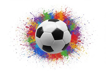 Naklejka premium Soccer ball with colorful paint splash isolated on white background
