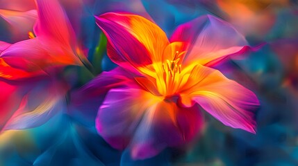 Obraz premium Vibrant, abstract blossoms in bright colors.