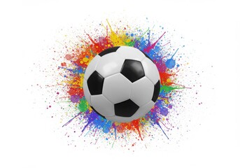 Fototapeta premium Soccer ball with colorful paint splash isolated on white background