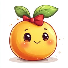 Cheerful Orange Kawaii Character: Vibrant Digital Art for Kids' Design