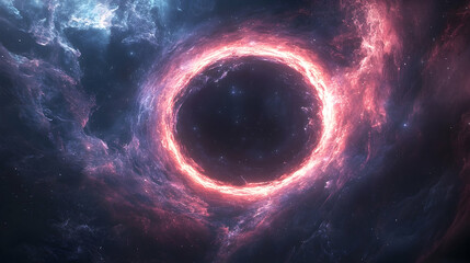 Fiery cosmic ring in a nebulae of space.