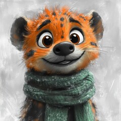 Charming Orange Cartoon Character with Red Eyes in Whimsical Digital Illustration