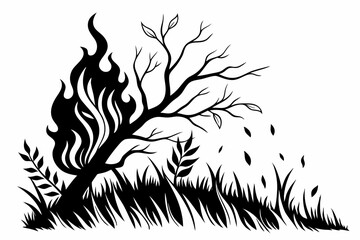 the fire sihouette black vector