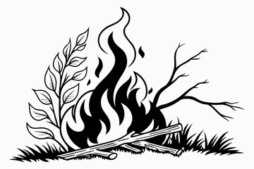 the fire sihouette black vector