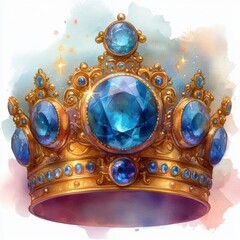 Majestic Crown with Regal Gold and Glistening Jewels in Vibrant Digital Art