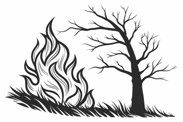 the fire sihouette black vector