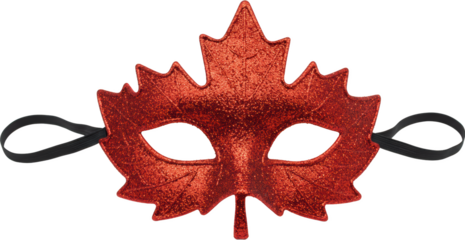 Red Glitter Maple Leaf Mask Festive Costume Accessory Party Favor Canada Day