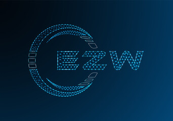 EZW low poly letter logo vector design. EZW lower poly logo design. Low poly logo.