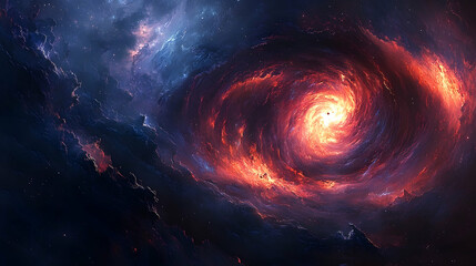 Obraz premium Fiery cosmic vortex within a vast nebula.