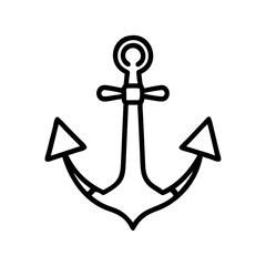 Minimalist Anchor Icon in Black Line Art Style  