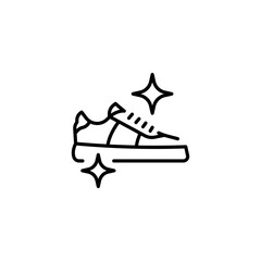 Clean sneakers. Washing shoes linear icon. Line customizable illustration. Contour symbol. Vector isolated outline drawing. Editable stroke