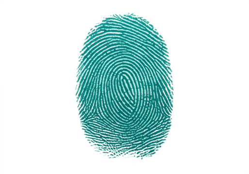 Teal Fingerprint on Black Background