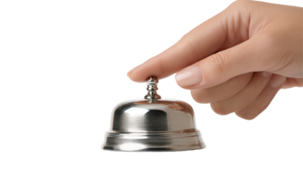 a hand pressing the bell isolated, transparent background