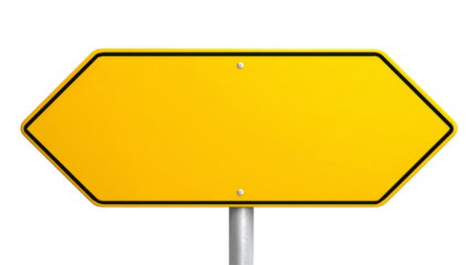 yellow blank road sign isolated on transparent background	
