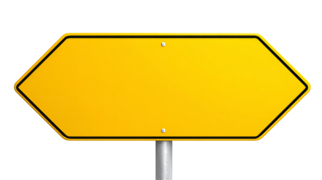 yellow blank road sign isolated on transparent background	
