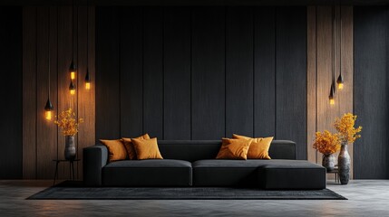 Cozy living room design featuring sofa and cushions interior vibe family space warm environment stylish viewpoint