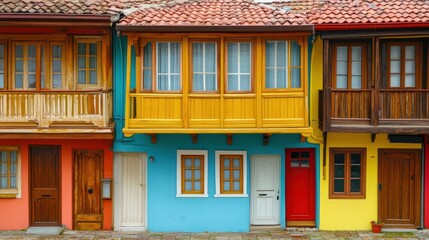 Colorful Colonial Houses in a Charming Town