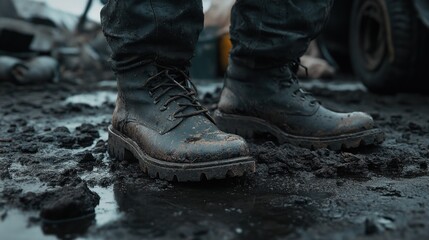 Muddy Boots in a Dark and Gloomy Environment